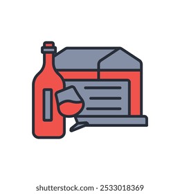 wine shop icon. vector.Editable stroke.linear style sign for use web design,logo.Symbol illustration.