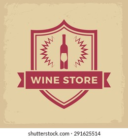 wine shop label on yellow grunge background
