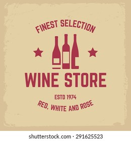 wine shop label on yellow grunge background