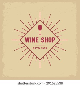 wine shop label on yellow grunge background