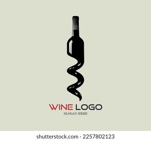 Wine shop logo. Wine cork corkscrew. Logo for a liquor store, restaurant, or bar.