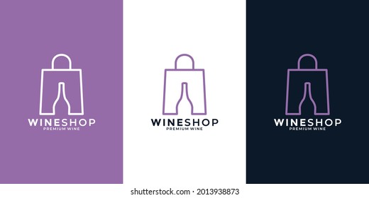 wine shop logo design template minimalist clean