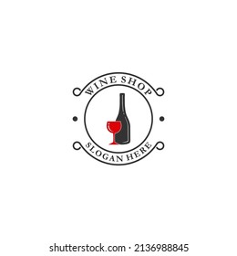 wine shop logo template vector, icon in white background