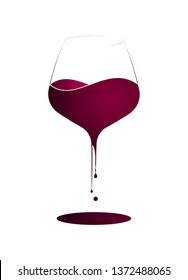 Wine shop or wine menu. Logo or emblem with a wine glass and wine splashing in it. Vertical layout