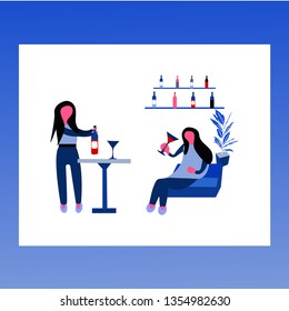 Wine Shop- Modern flat illustration. Easy to edit and customize.