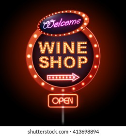 Wine shop neon sign