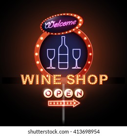 Wine shop neon sign