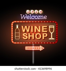 Wine shop neon sign