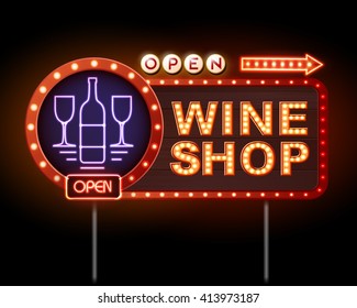 Wine shop neon sign