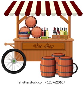 Wine shop on white background illustration