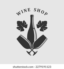 Wine shop poster, banner template. Vector illustration