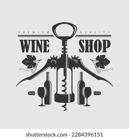 Wine shop poster, banner template. Vector illustration