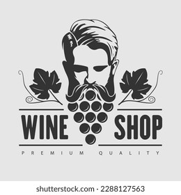 Wine shop poster, banner template. Vector illustration