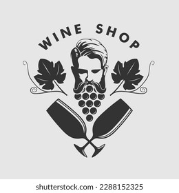 Wine shop poster, banner template. Vector illustration