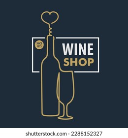 Wine shop poster, banner template. Vector illustration