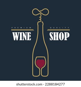 Wine shop poster, banner template. Vector illustration