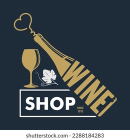 Wine shop poster, banner template. Vector illustration