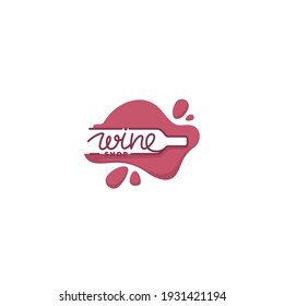 wine shop, simple line art vector winery logo, with lettering composition