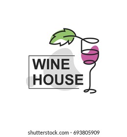Wine shop, store vector color logo, emblem isolated on white background