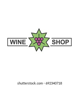 Wine shop vector color logo, emblem isolated on white background