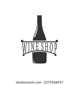 wine shop vector logo, white background.