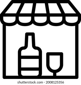 icono de línea delgada vectorial de tienda de vinos