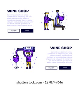 Wine shop. Website banner concept. Vector illustration