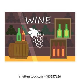 Wine shop window facade illustration vector isolated
