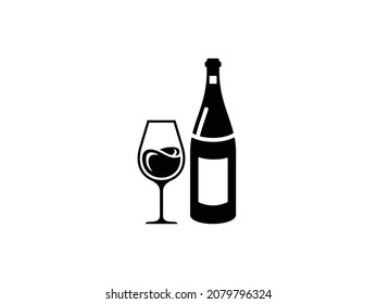 Wine simple flat icon vector illustration