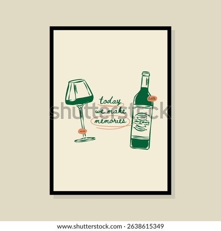 	
Wine sketch style vector illustration in a poster frame