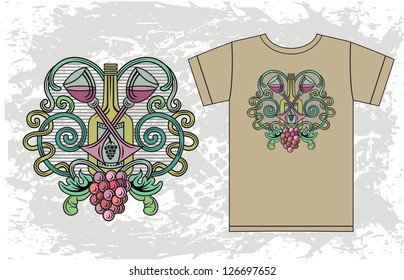 wine sketch for t-shirt