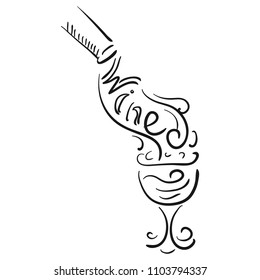Wine. Sketch. Vector illustration
