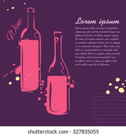 Wine sketch. Vector isolated illustration. Ink. Hand drawn. Illustration for cooking site, menus, books.