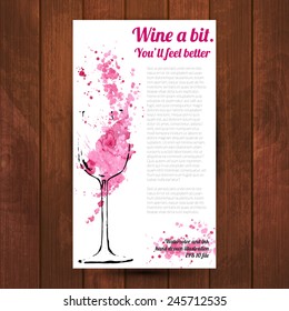 Wine splash and blots concept on wooden background