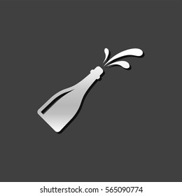 Wine splash icon in metallic grey color style. Drinking celebration 