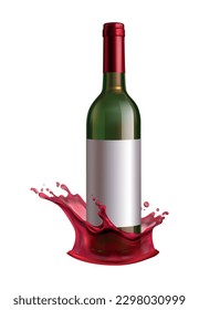 Wine splash realistic composition with isolated view of alcohol drink made from vine vector illustration