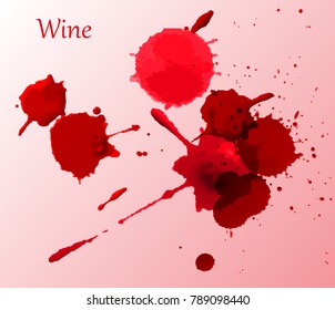 Wine splashes isolated on white background.Vector wine stains.