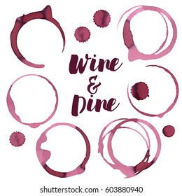 Wine spots and spill, vector