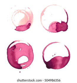 Wine staiin spots splashes cup vector isolated on white background