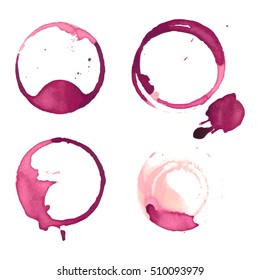Wine staiin spots splashes cup vector isolated on white background