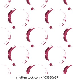 Wine stains and blots seamless pattern on white background