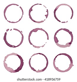 Wine stains hand drawn vector set