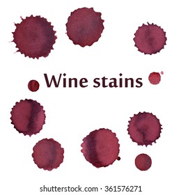 Wine Stains Isolated On White, Vector