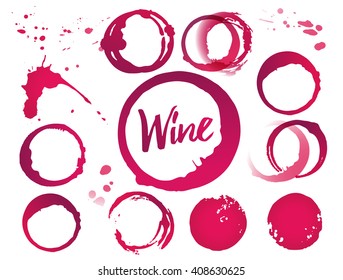 Wine stains set for your designs. Color texture red wine or rose wine. Vector