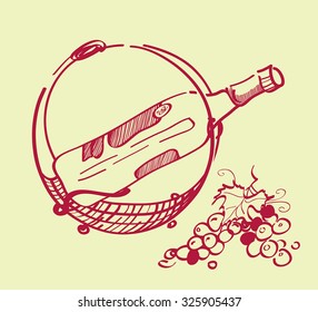 Wine. Stand. Bottle. Stand wicker wine. 