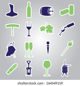 wine stickers icon set eps10