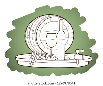 Wine still life. Hand drawn vector illustration.