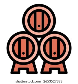 Wine storage icon flat line style illustration representing organized wine collection and preservation, suitable for wineries, restaurants, and beverage retail projects