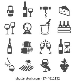 Wine storage, tasting, drinking set of thin line icons isolated on white. Alcoholic beverages outline pictograms collection, logos. Glassware, winery, production vector elements for infographic, web.