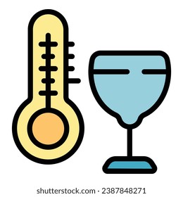 Wine storage temperature icon outline vector. Bottle glass. Sommelier drink color flat